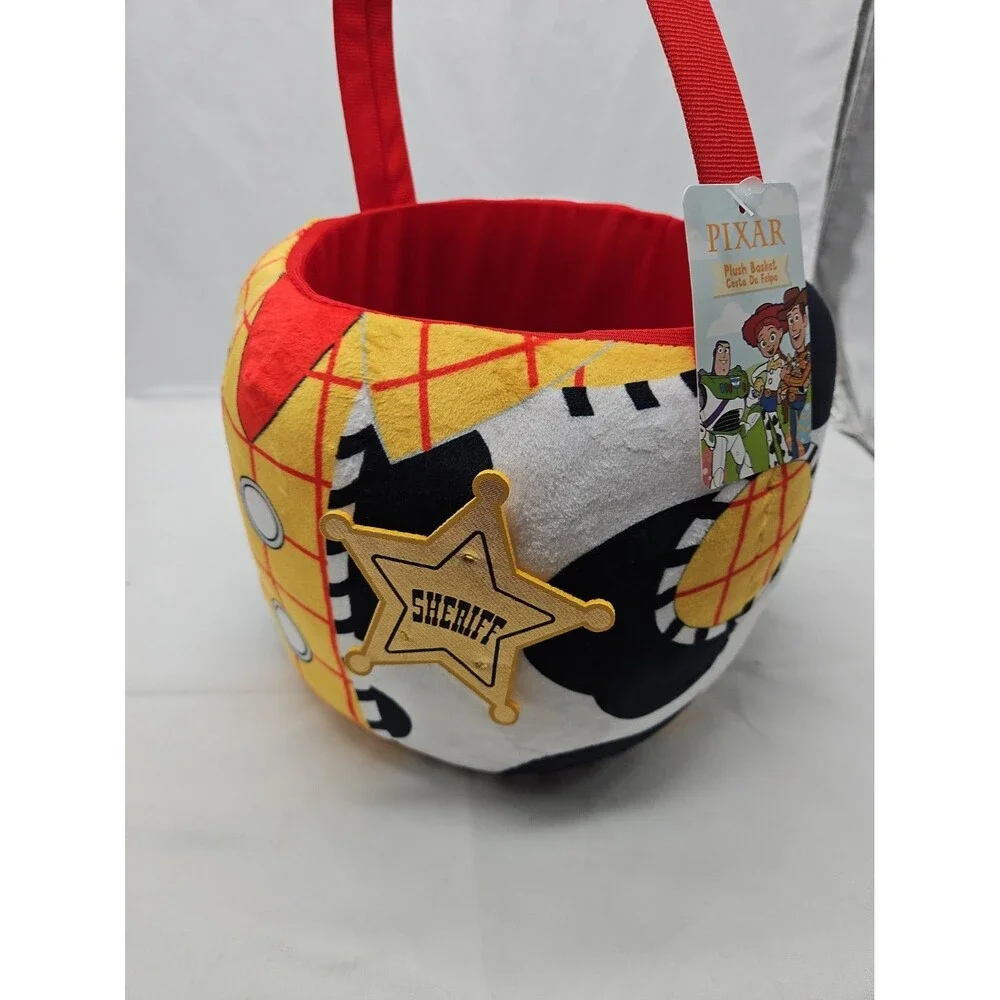 Pixar Toy Story Woody Plush Basket w/ Handle Round Multicolor Halloween